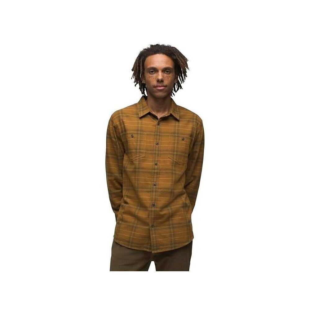 Prana Dolberg Plaid Flannel Shirt Standard Fit (Antique Bronze) size small